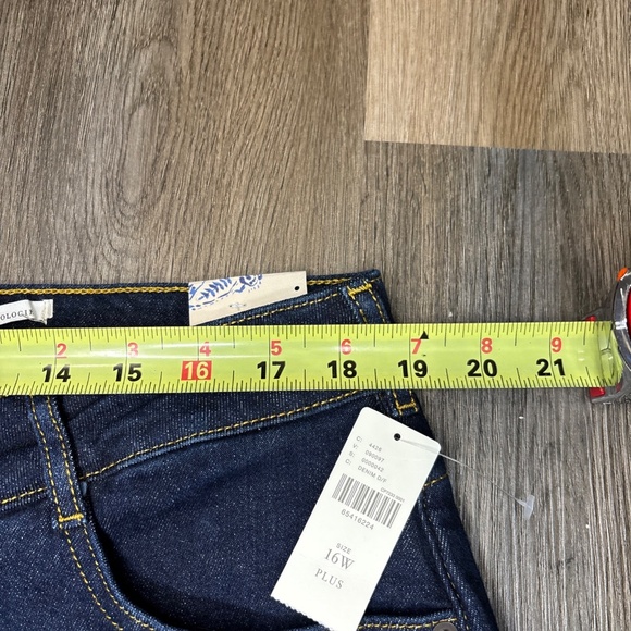 Pilcro Womens Blue Denim The Split‎ Straight Leg Jeans High Rise Size 16W NWT - Picture 13 of 16